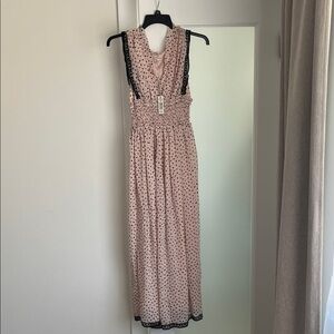 Max Studio Pale Pink Swiss Polka Dot Maxi Dress BNWT
